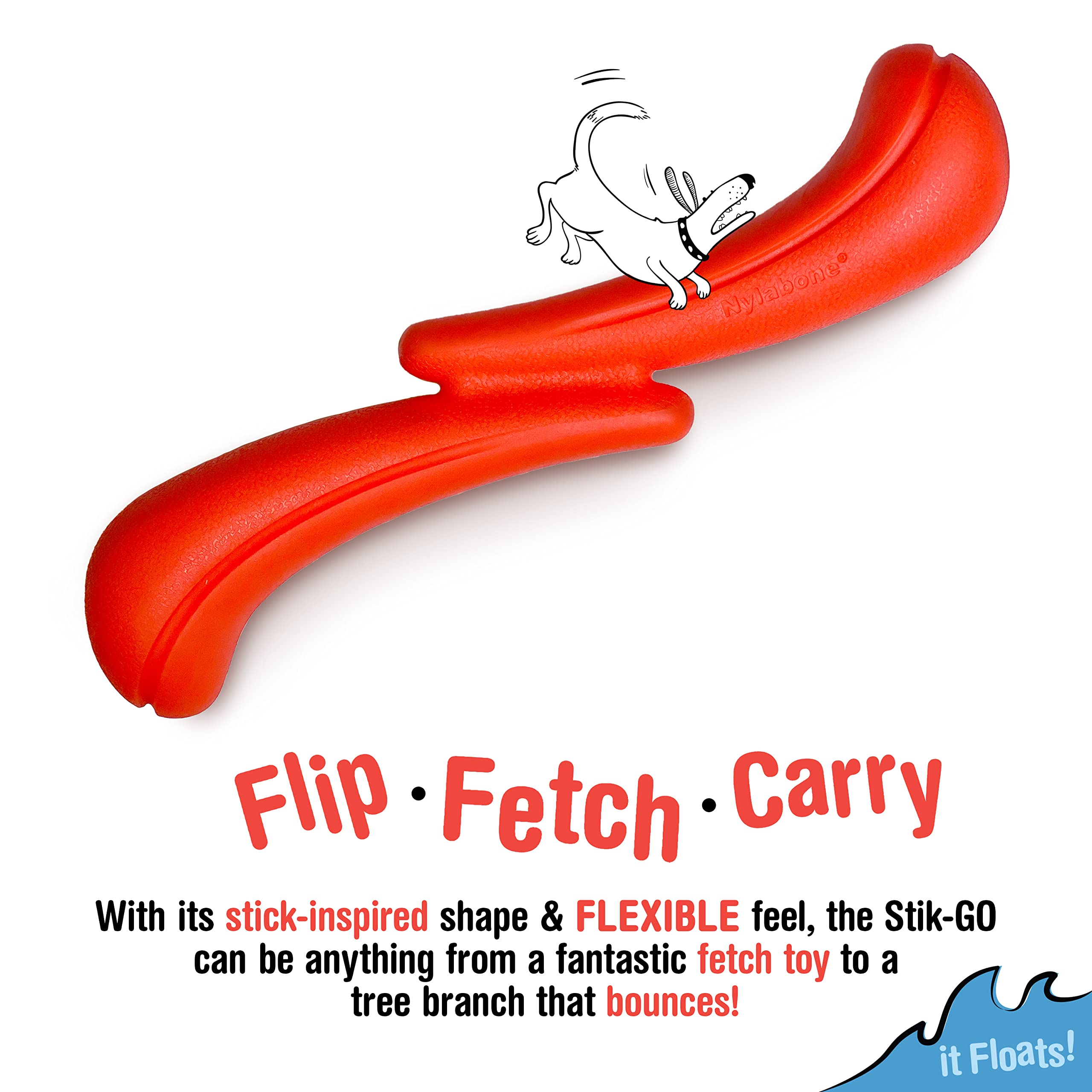 Nylabone Stik-GO Interactive Dog Toy - Lightweight Flexible Floatable Dog Fetch Toy for Creative Play & Dog Exercise
